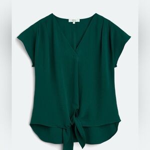 BEACON Teal V-Neck Tie-Front Women's Top